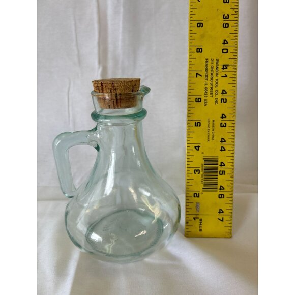 Vintage Clear Glass Oil/Vinegar Cruet With Cork Stopper - 6.5 Inches Tall - Picture 2 of 2